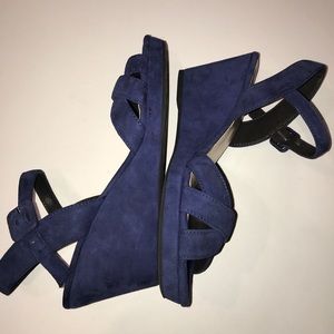JB Martin dark blue suede wedge sandals, size 38